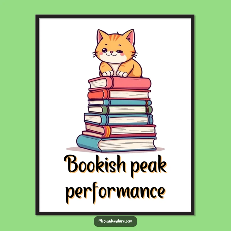 Funny Cat Climbing Books Digital Art - Motivational Literary Decor, Hilarious Gift