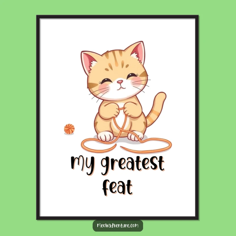 Funny Clever Cat Yarn Maze Digital Print - Instant Hilarious Wall Art!