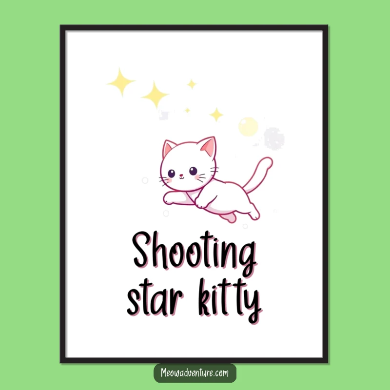 Funny Starry Sky Cat Digital Art - Instant Moonbeam Chase Download