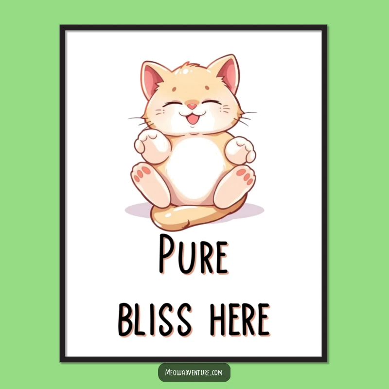 Funny Blissful Kitten Digital Art: Sunbeam Bliss for Instant Decor