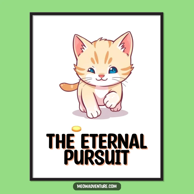 Playful Kitten Laser Chase Digital Art Print: Instant Fun Decor