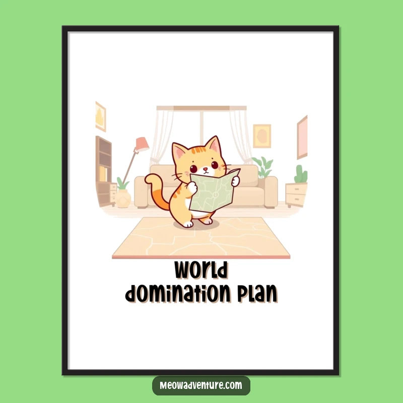 Funny Cat Navigator Digital Print: Instant Download of Adventurous Art, Playful Wall Decor
