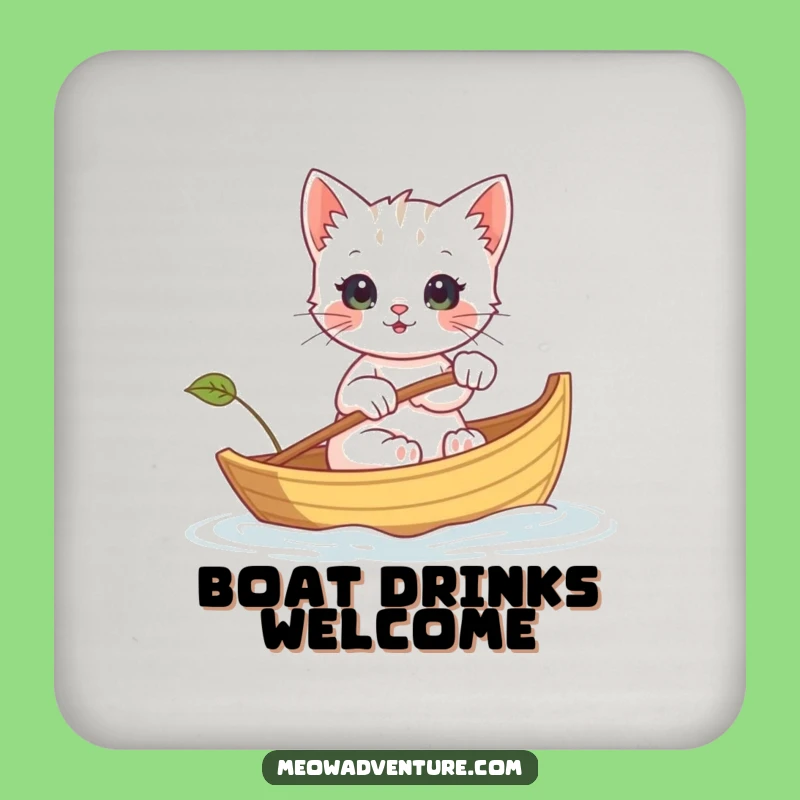 Funny Kitten Boat Coaster - Leaf Row Drink Protector, Gift