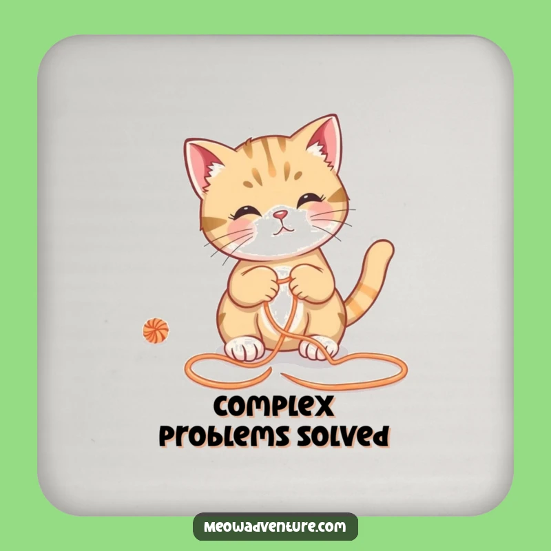 Funny Clever Cat Yarn Maze Coasters - Protect Surfaces with Style!