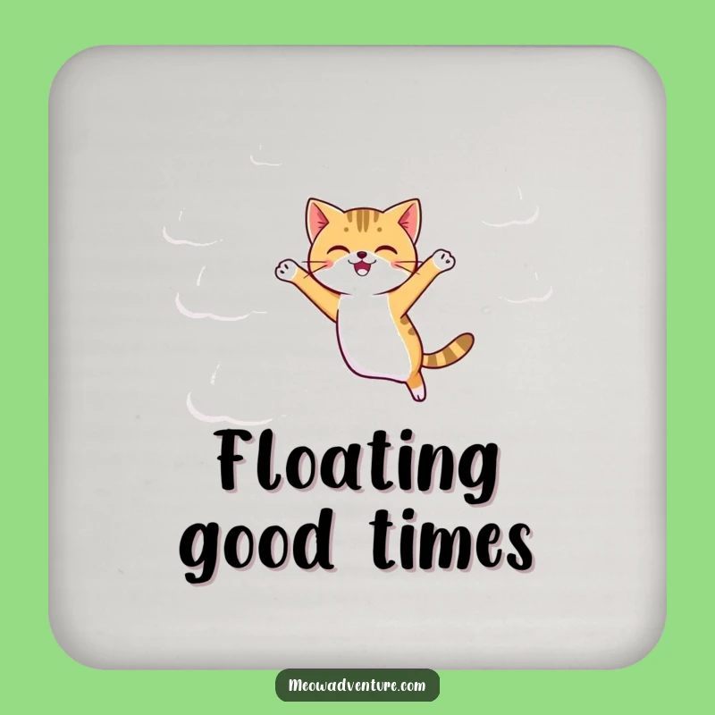 Funny Agile Cat Coaster: Cloud Jumping - Protect Surfaces with Whimsy!