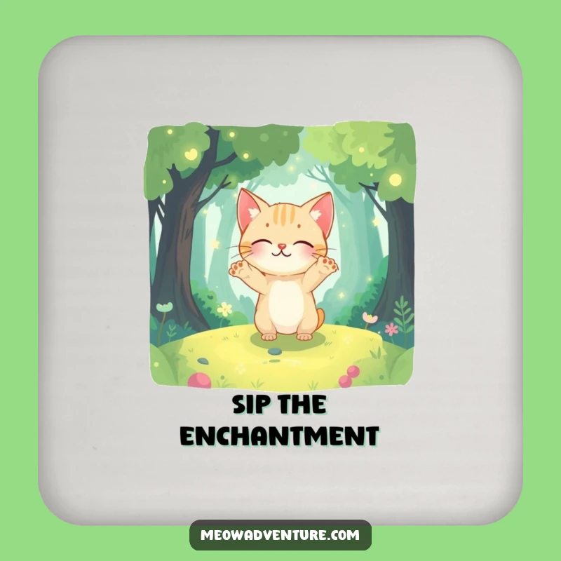 Funny Forest Cat Coaster Set - Magical Table Protection Gift