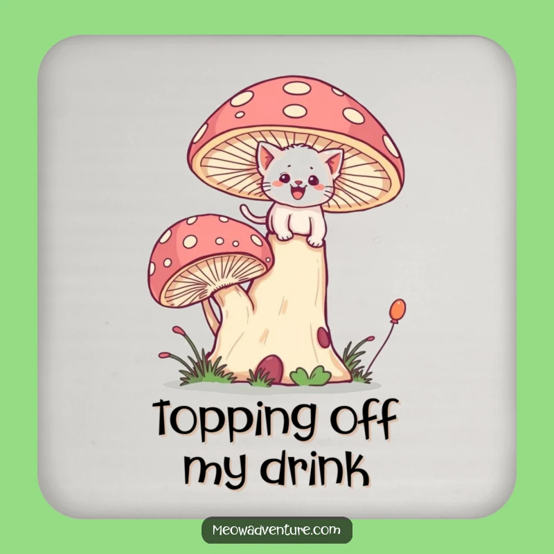 Funny Kitten Mushroom Coaster Set - Whimsical Climb Protection