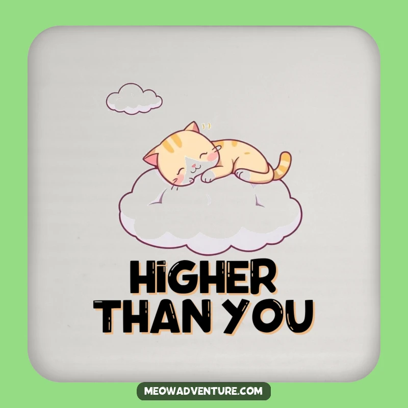 Funny Sleepy Cat Cloud Coasters - Protect Surfaces with Dreamy Calm!