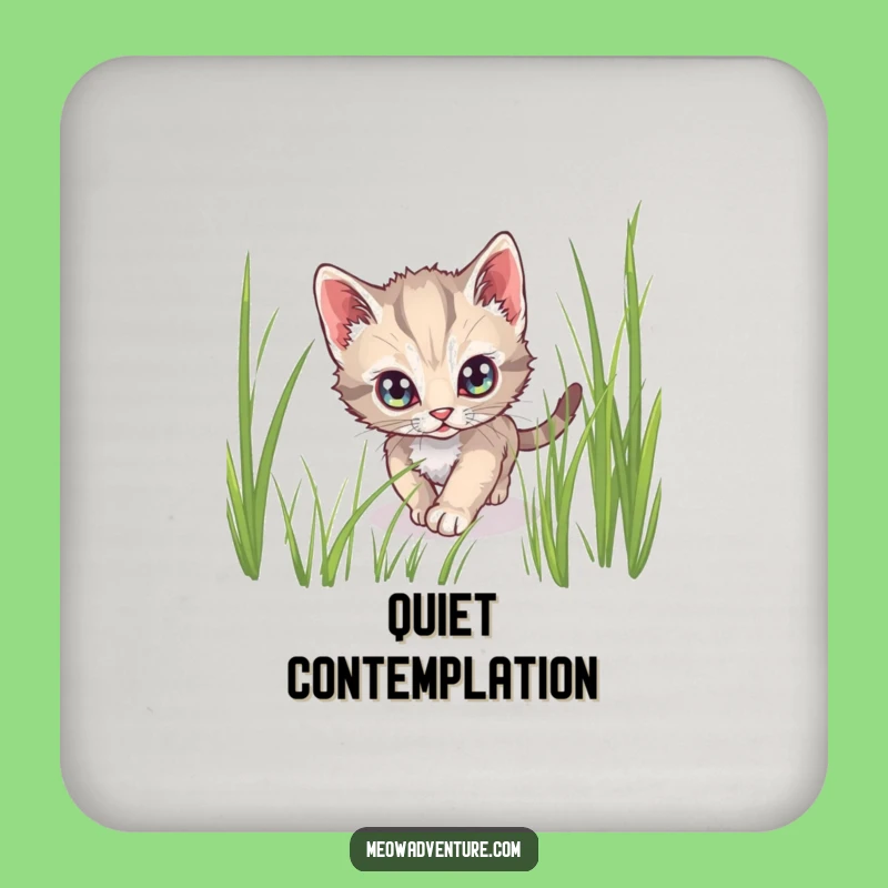 Funny Stealthy Kitten Drink Coaster: Cunning Surface Protection, Quirky Secretive Gift