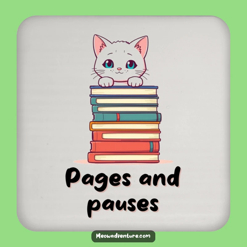 Funny Cat Books Drink Coaster: Protect Your Surfaces with Literary Feline Flair