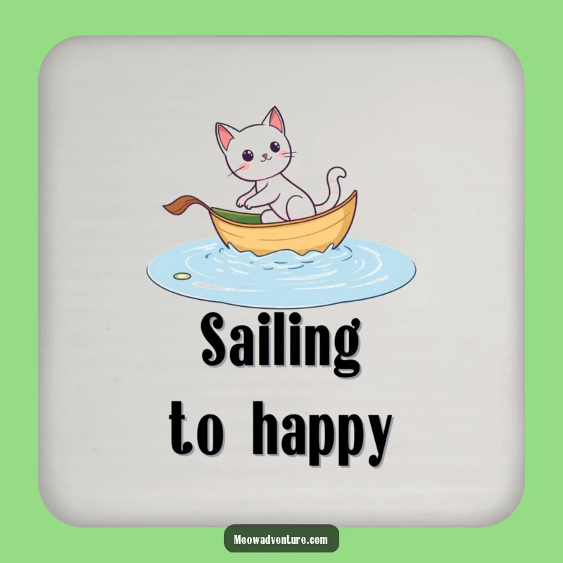 Funny Adventurous Cat Leaf Boat Coasters - Protect Surfaces with Adventure!