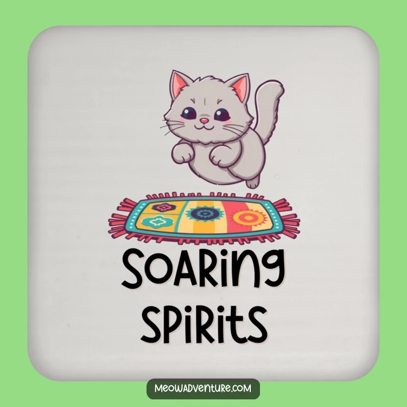 Funny Cat Rug Leap Drink Coaster: Protect Surfaces with Playful Feline Style