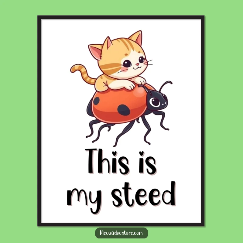 Funny Cat Ladybug Poster - Whimsical Wall Art for Cat Lovers!