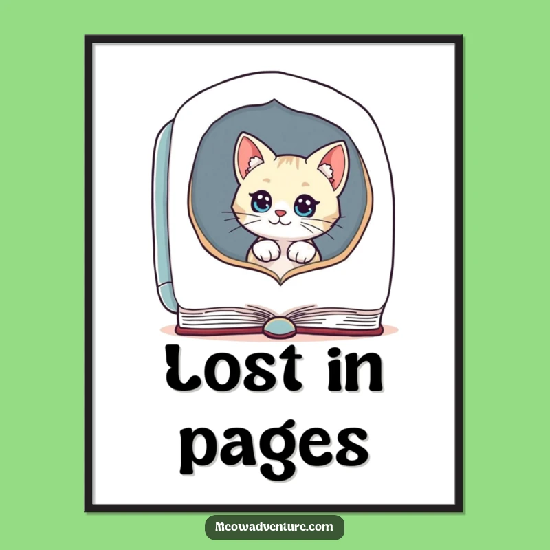 Funny Cat Poster - Curious Literary Feline - Humorous Wall Art for Book Lovers