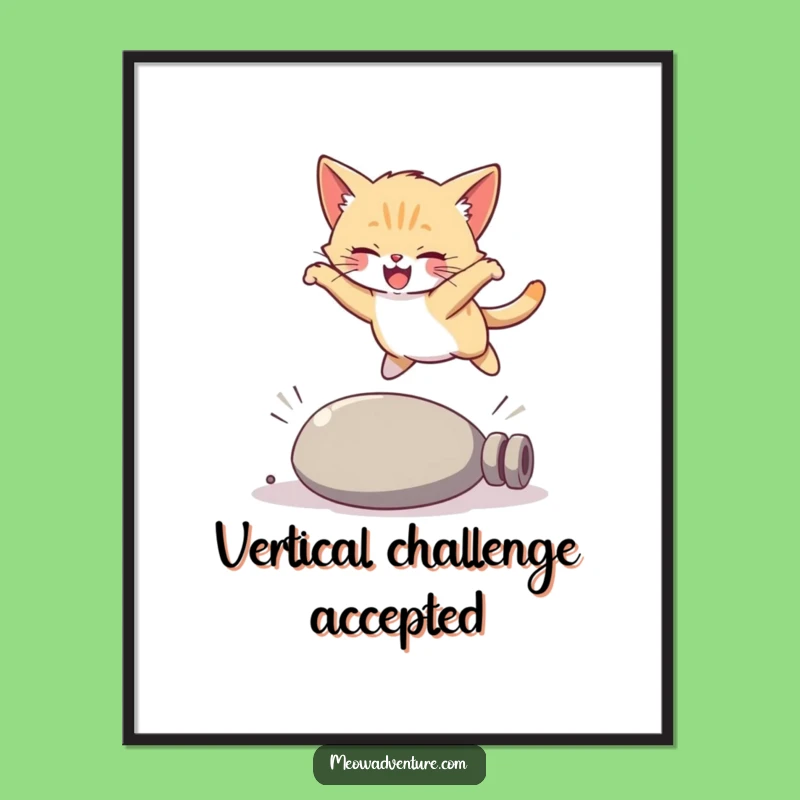 Funny Kitten Poster: Joyful Graceful Leap Art Print, Perfect Funny Cat Decor