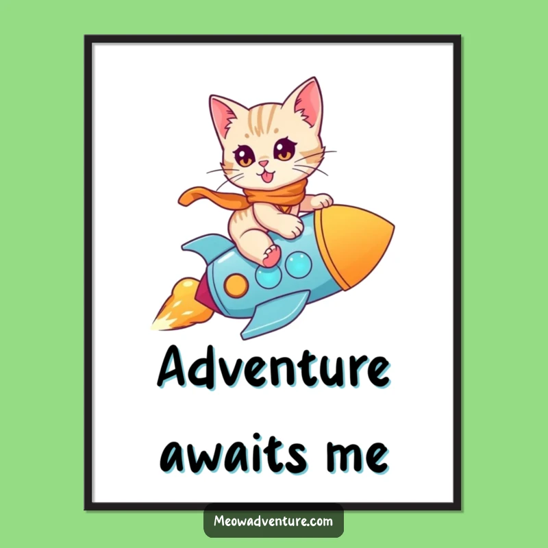 Funny Kitten Rocket Poster: Decorate Your Walls with Galactic Fun