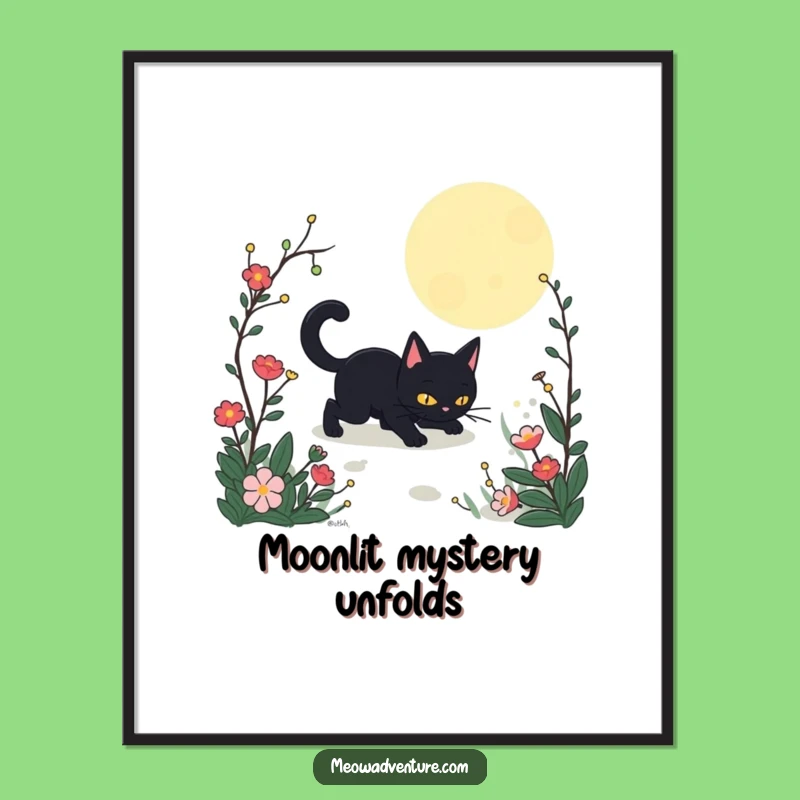 Funny Stealthy Black Cat Garden Poster: Add Mystery to Your Walls with this Nocturnal Art