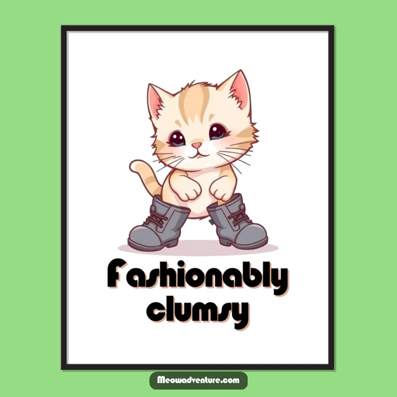 Funny Stumbling Kitten Poster: Adorable and Hilarious Wall Art for Cat Lovers