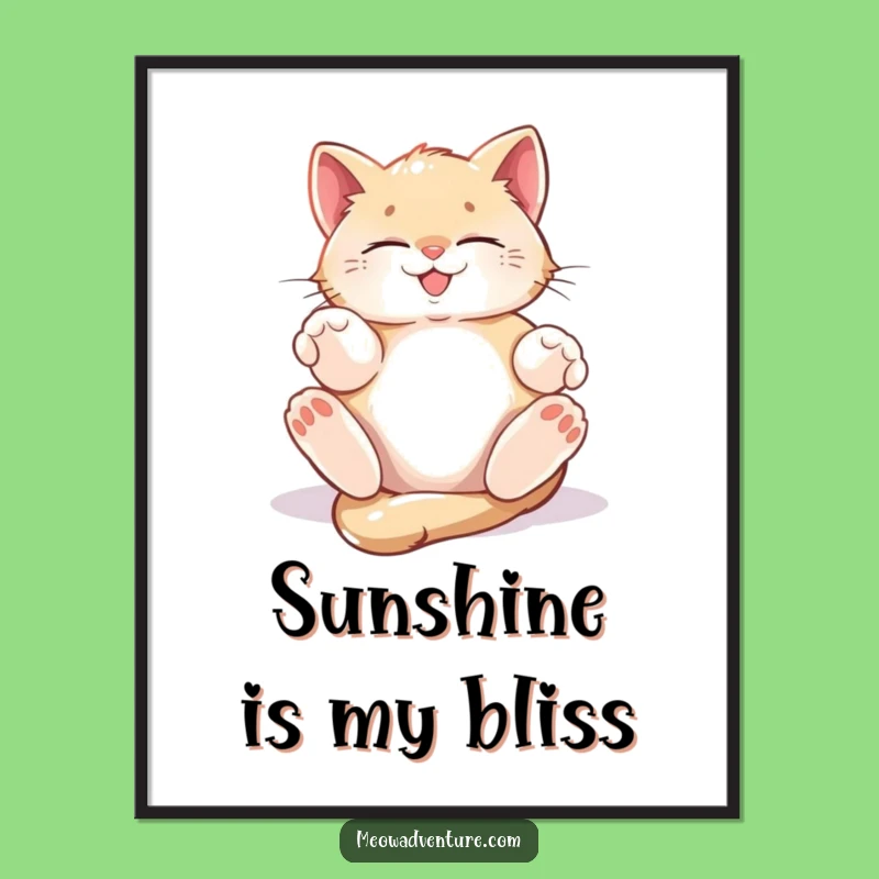 Funny Blissful Kitten Poster: Sunbeam Serenity - Hilarious Wall Art