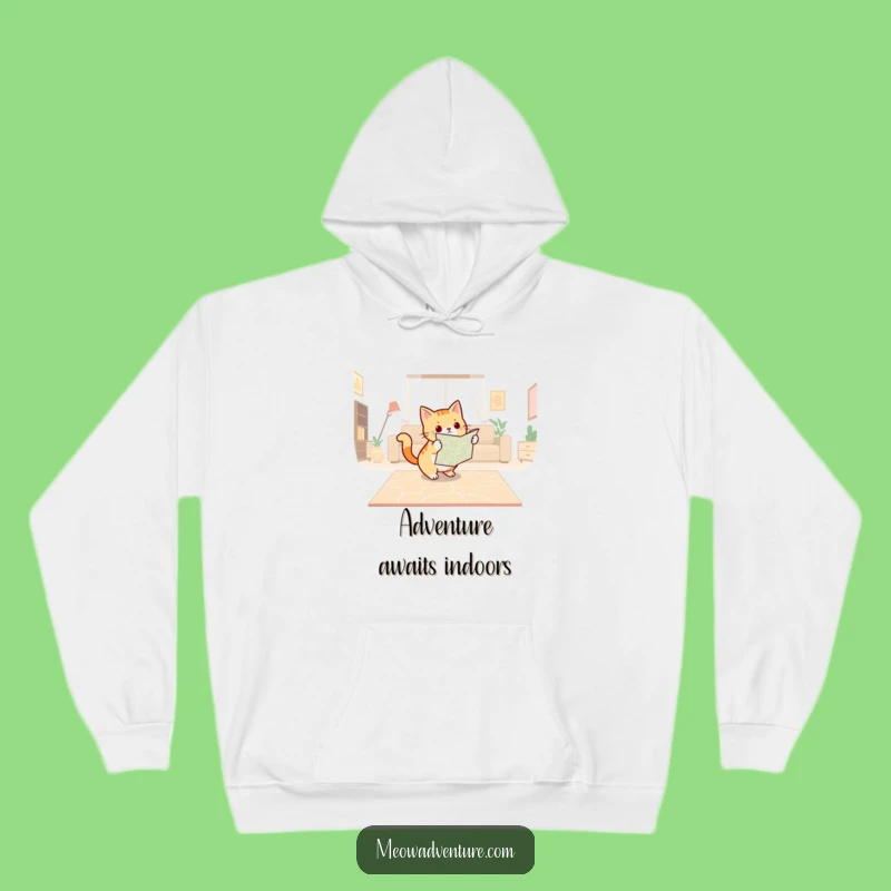 Cozy Cat Navigator Hoodie: Warm Pullover with Map, Perfect Adventurous Gift