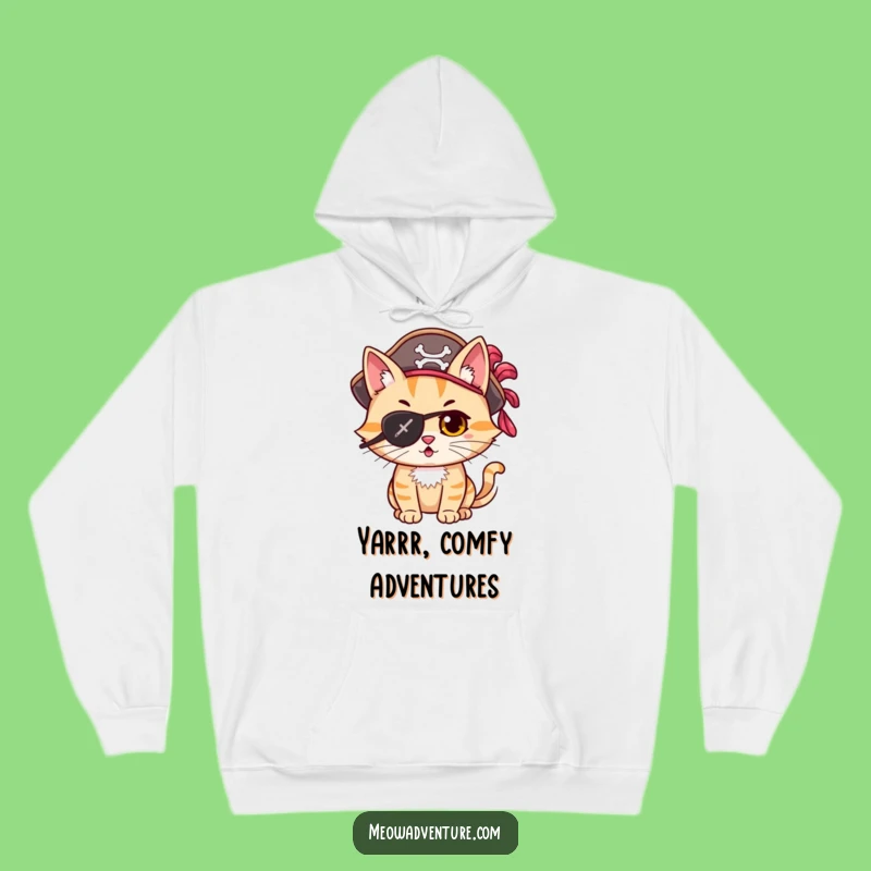 Cozy Funny Adventurous Cat Pirate Eye Patch Hoodie Adventure Ready Funny Gift