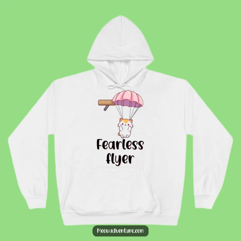 Cozy Funny Parachute Cat Hoodie: Fluffy Friend's Soft Landing - Ultimate Funny Gift!