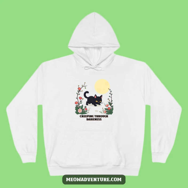 Funny Stealthy Black Cat Garden Hoodie: Cozy Up with this Mysterious Feline Adventure