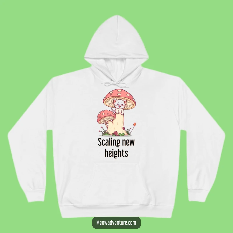 Funny Brave Kitten Mushroom Hoodie - Cozy Adventure Climb Gift