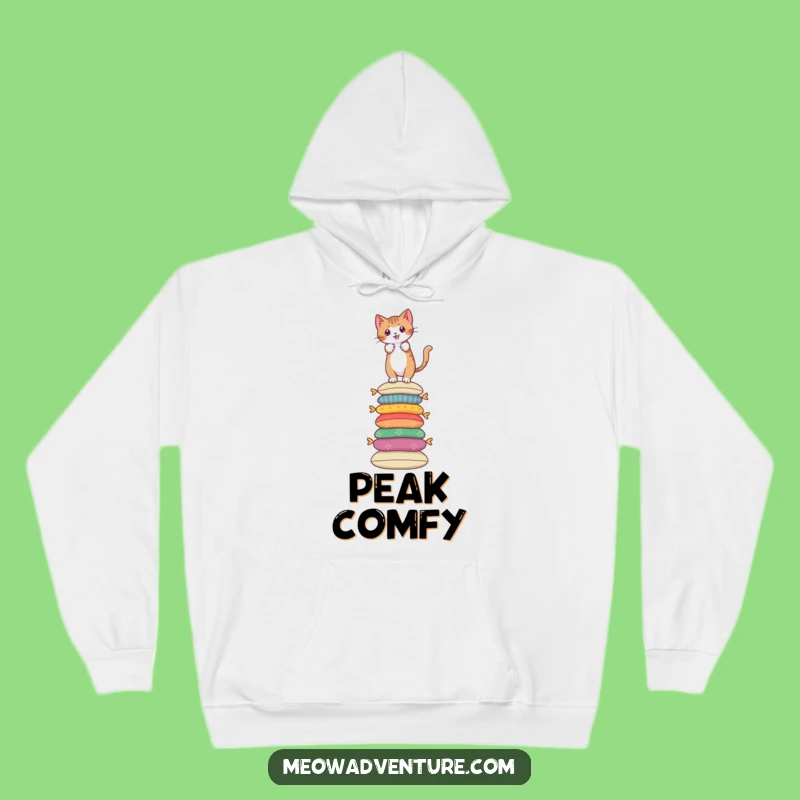 Funny Cat Hoodie - Cushion Climbing Adventure - Brave Feline Warmth