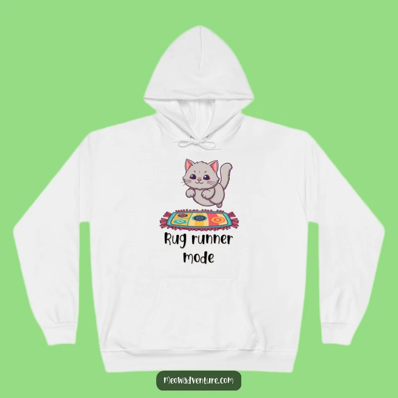 Funny Cat Rug Leap Hoodie: Cozy Up with Playful Feline Energy