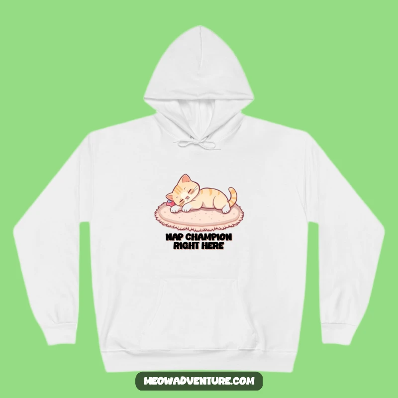 Funny Cat Stretch Hoodie - Cozy Comfort with a Snoozing Kitty Design, Ideal Gift