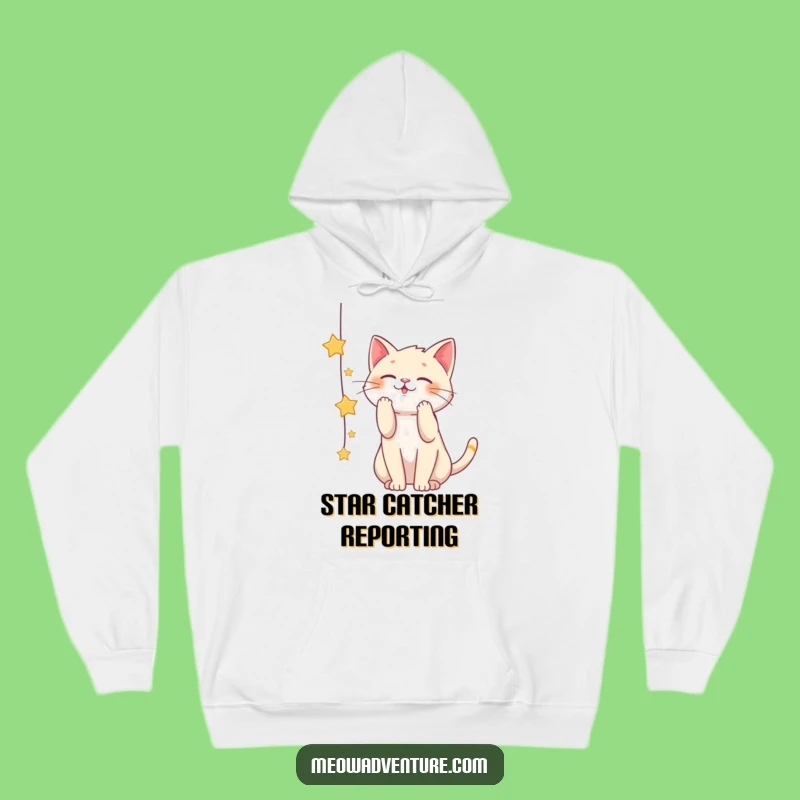Funny Playful Cat Star String Hoodie: Cozy Up with Cosmic Dreams