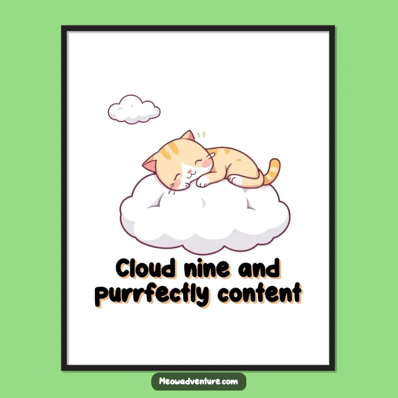 Free Printable Wall Art: Sleepy Cloud Cat Nap - Funny Downloadable Art for Calm