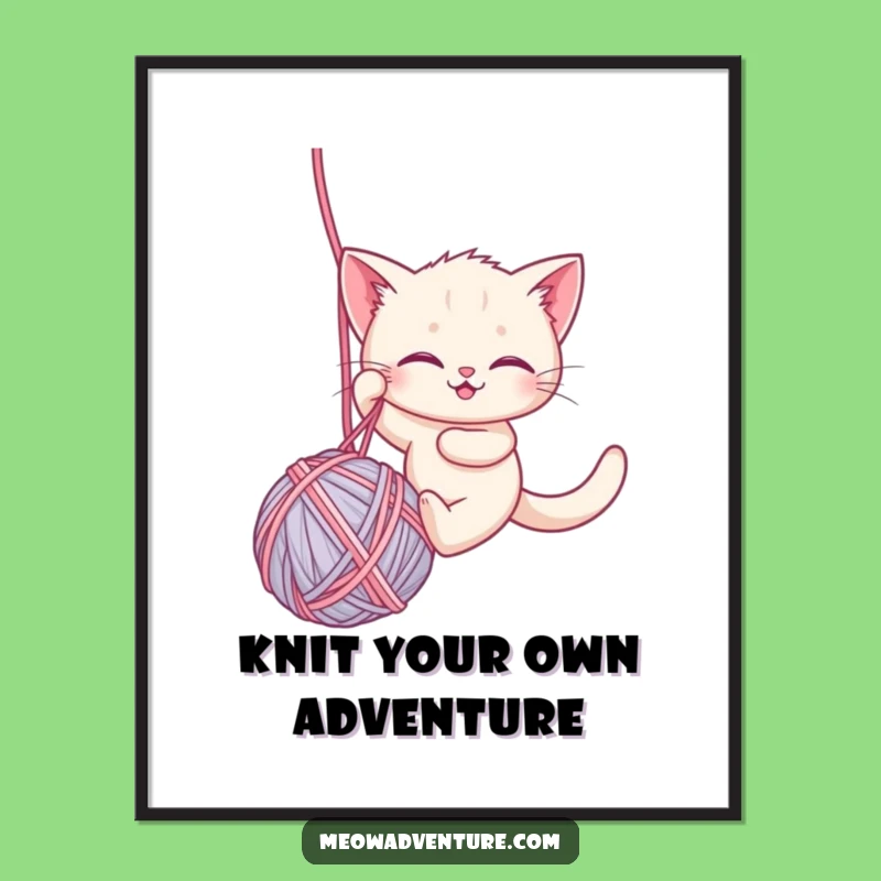 Free Printable Wall Art: Brave Kitten Yarn Rappel, Funny Downloadable Art