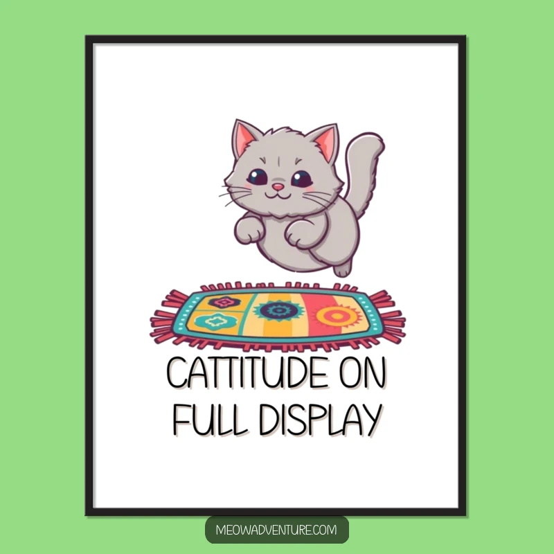 Free Printable Wall Art: Cat's Leap - Whimsical Rug Decor Download!