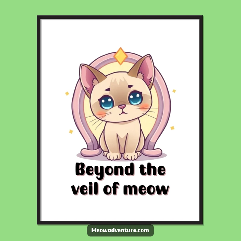 Free Printable Wall Art: Curious Siamese Cat Portal Funny Downloadable Poster