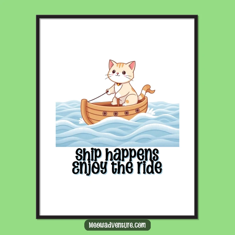 Free Printable Wall Art: Funny Brave Cat Sailing - Whimsical Downloadable Art for Home Decor!