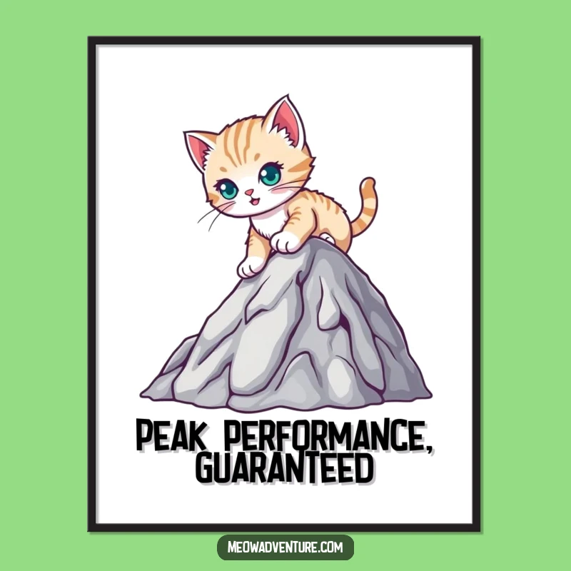 Funny Free Printable Wall Art: Kitten Climbing Mountain, Downloadable Motivational Art