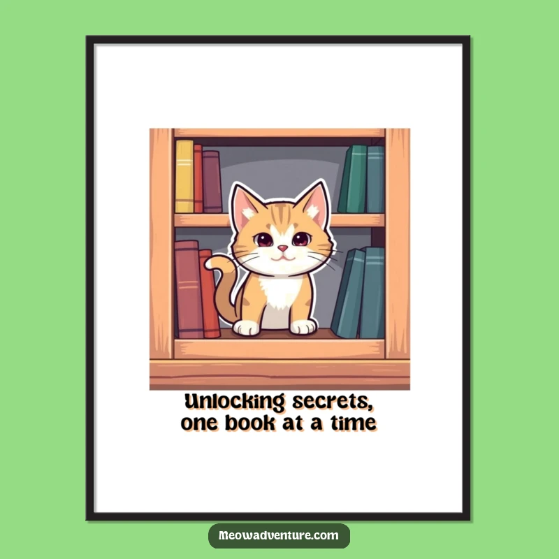 Funny Free Printable Wall Art: Secret Cat Bookshelf, Hilarious Downloadable Decor for Curious Spaces
