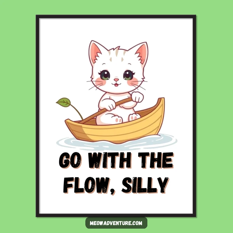 Funny Free Printable Wall Art: Kitten Rowing Adventure, Downloadable Nautical Kitten Art