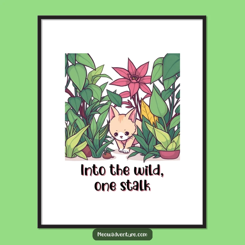 Free Printable Wall Art: Stealthy Cat Plant Jungle - Funny Downloadable Art