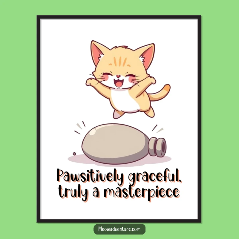 Funny Free Printable Wall Art: Joyful Kitten Leap! Quirky DIY Decor