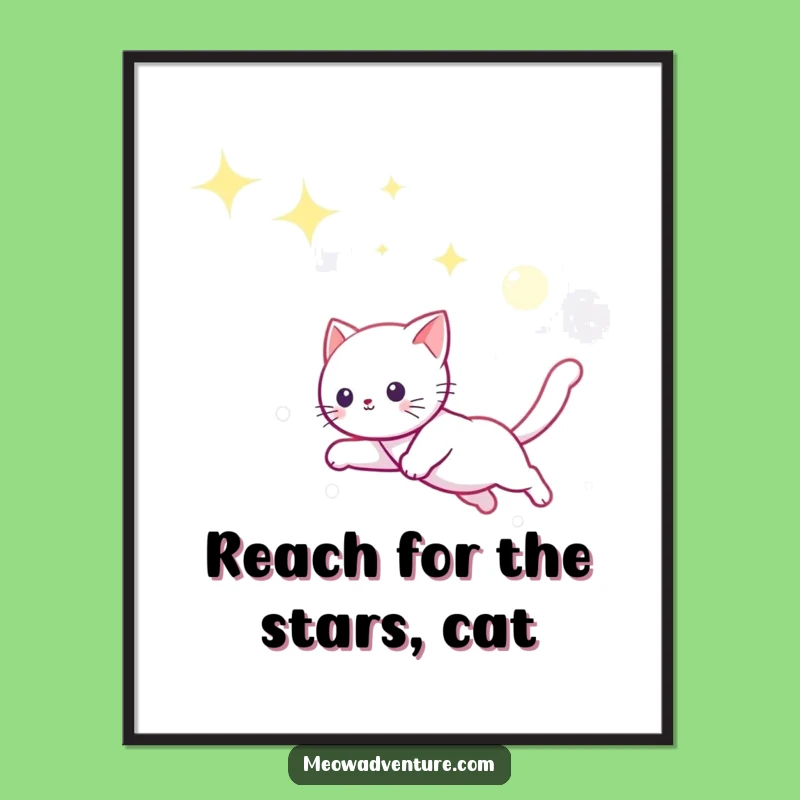 Funny Free Printable Wall Art: Playful Kitty Chasing Moonbeans - Whimsical Downloadable Decor