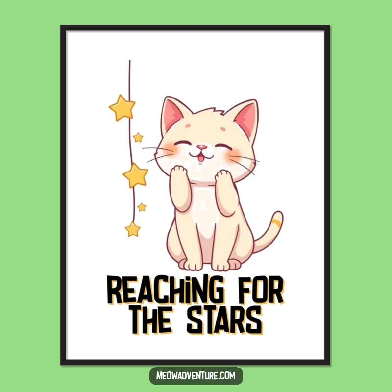 Free Printable Wall Art: Cat Playing with Stars - Hilarious Downloadable Decor