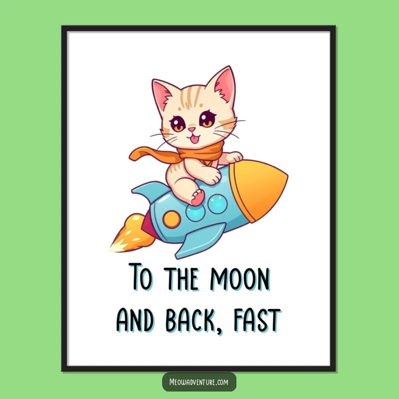 Free Printable Wall Art: Kitten Rocket Ride Downloadable Decor