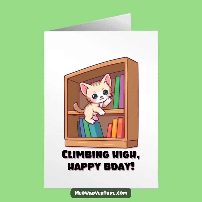 Free Printable Kitten Birthday Card: Bookish Adventure, Funny Downloadable Gift