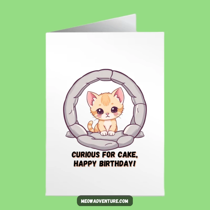 Free Printable Kitten Birthday Card: Mysterious Portal Peek Downloadable Fun