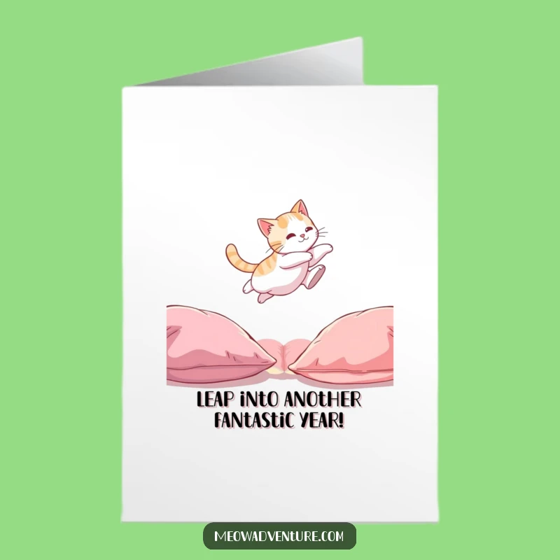 Free Printable Birthday Card: Funny Cat Leap - Hilarious Downloadable Gift!