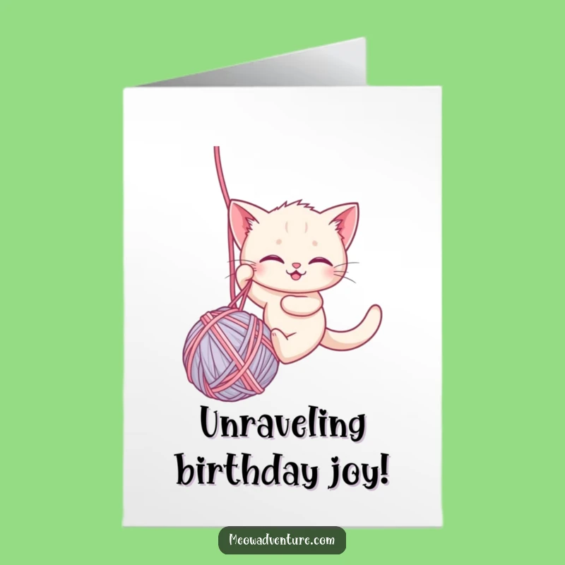 Free Printable Birthday Card: Brave Kitten Yarn Rappel, Funny Downloadable Gift