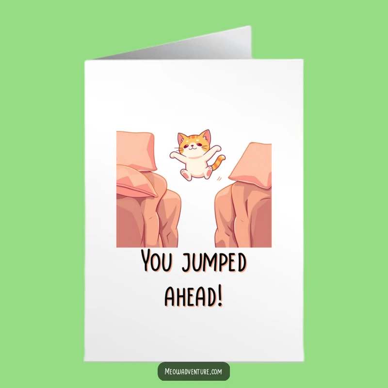 Free Printable Congrats Card: Cat's Leap to Victory - Humorous Downloadable